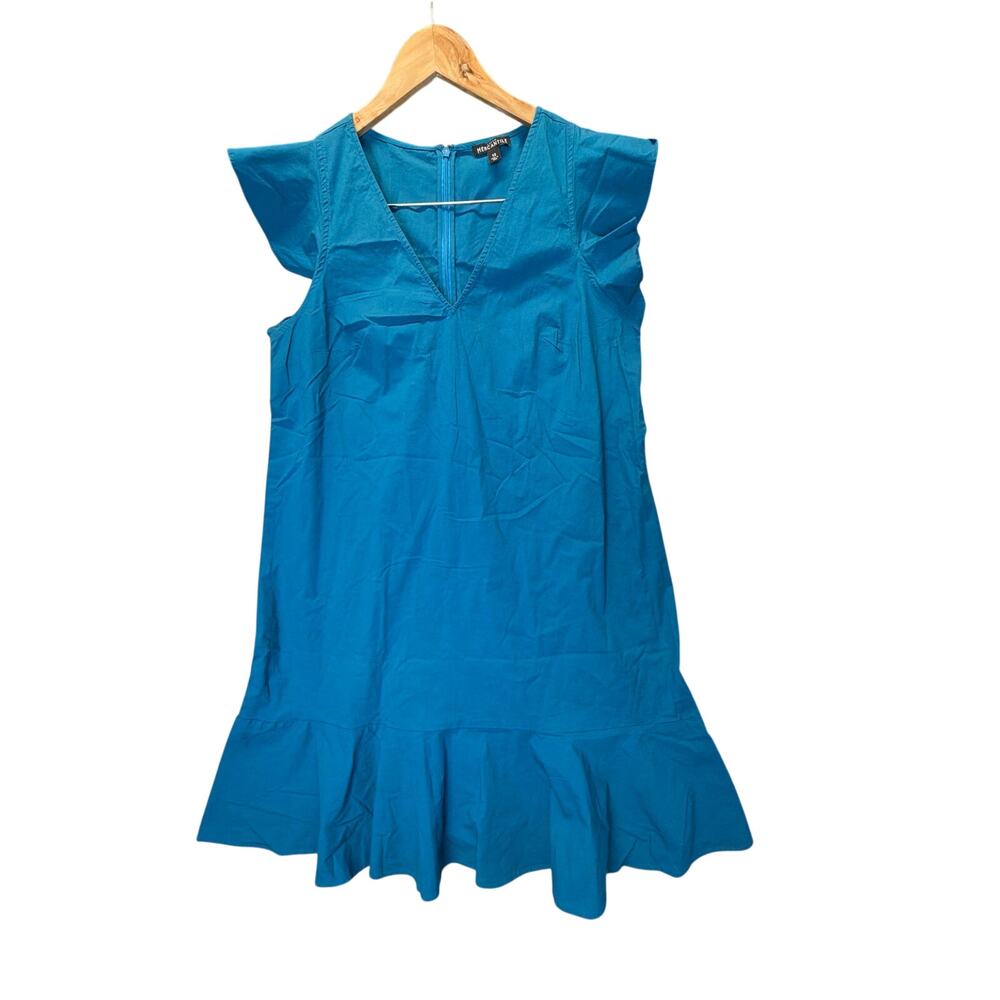 J.Crew Mercantile Size 12 Teal V-Neck Flutter Sleeve Ruffle Hem Dress fisherman